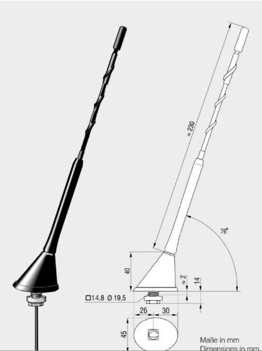 schwarz Antennentechnik Bad Blankenburg 2116.01 Flex-Dachantenne DAB//DAB+, AM//FM-Tuner