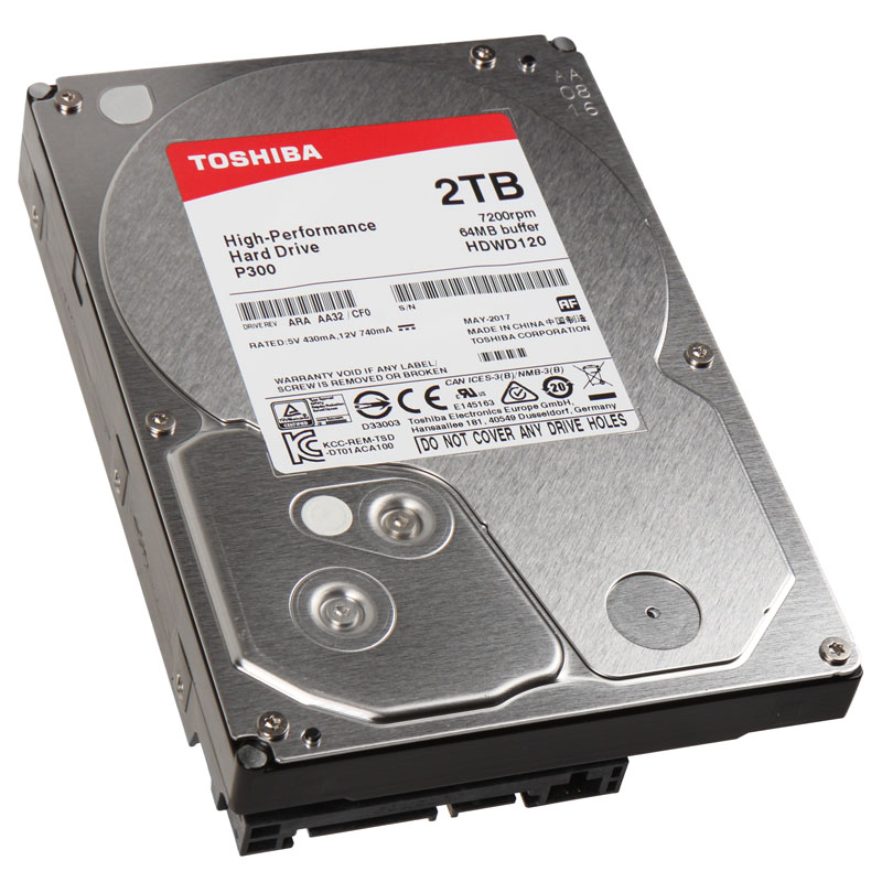 Toshiba P300 2 TB Interne Festplatte (8,9 cm (3,5 Zoll), SATA) schwarz -